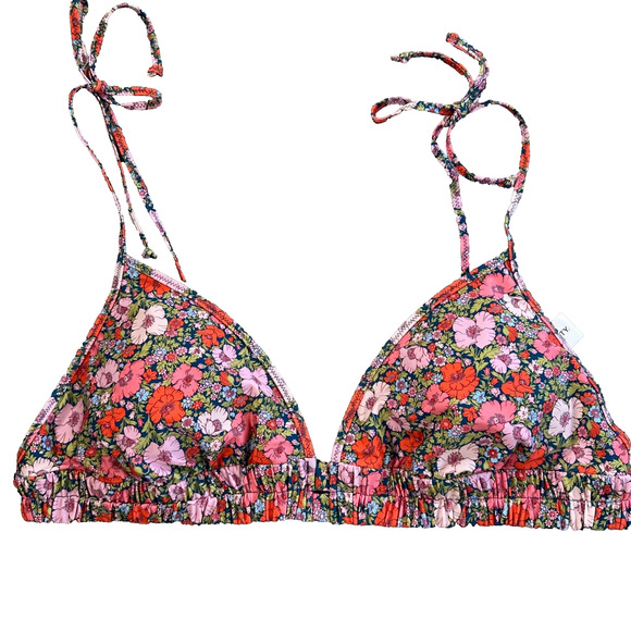 J. Crew Other - J Crew Tie-shoulder Ruched Bikini Top Size XXL Liberty Fabric Meadow Song BF087